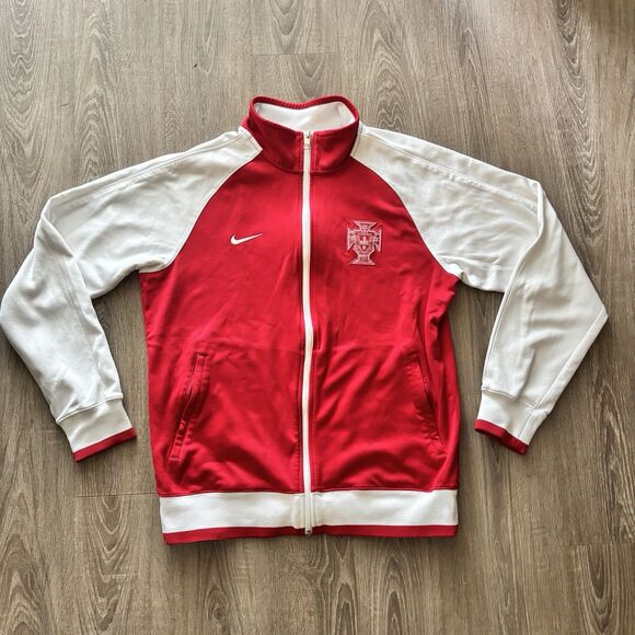 Nike Portugal 2014/2015 Red White Soccer Track Jacket Men's Size MEDIUM - Picture 1 of 9